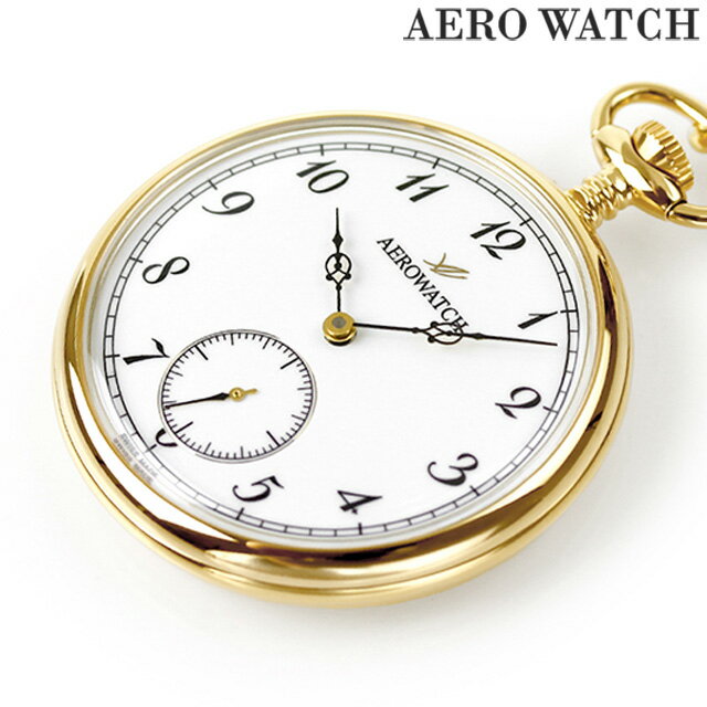 \10%割引クーポン★5/7 10時迄/ アエロウォッチ 手巻き 懐中時計 AEROWATCH 50827-JA02 ホワイト 白 スイス製