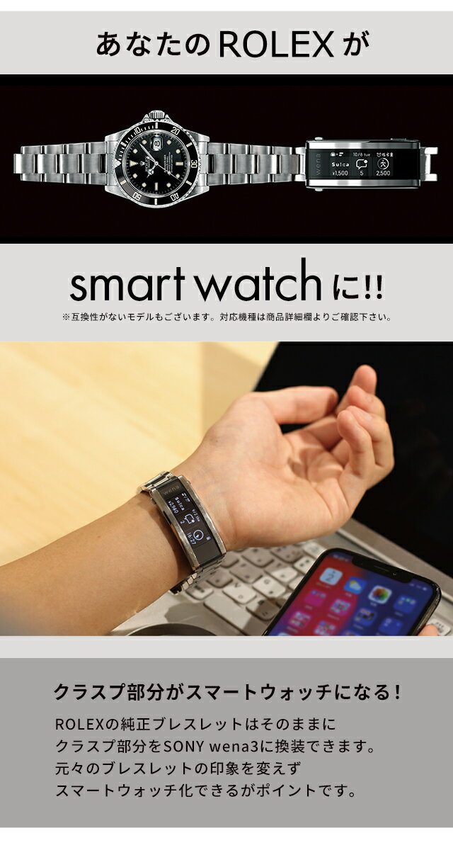 【2000円割引クーポンに店内ポイント最大41倍】 ソニー wena ウェナ3 ロレックス ROLEX iOS Android対応 Suica 楽天Edy iD QUICPay Alexa対応 RXSP3-WNW smartwatch シルバー