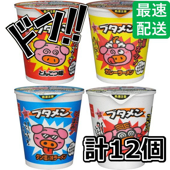 【5と0の日クーポンあり！】数量選べる！ ブタメン 4種12個 ブタメン4種アソート とんこつ味 カレーラーメン しょうゆラーメン タン塩味ラーメンのサムネイル
