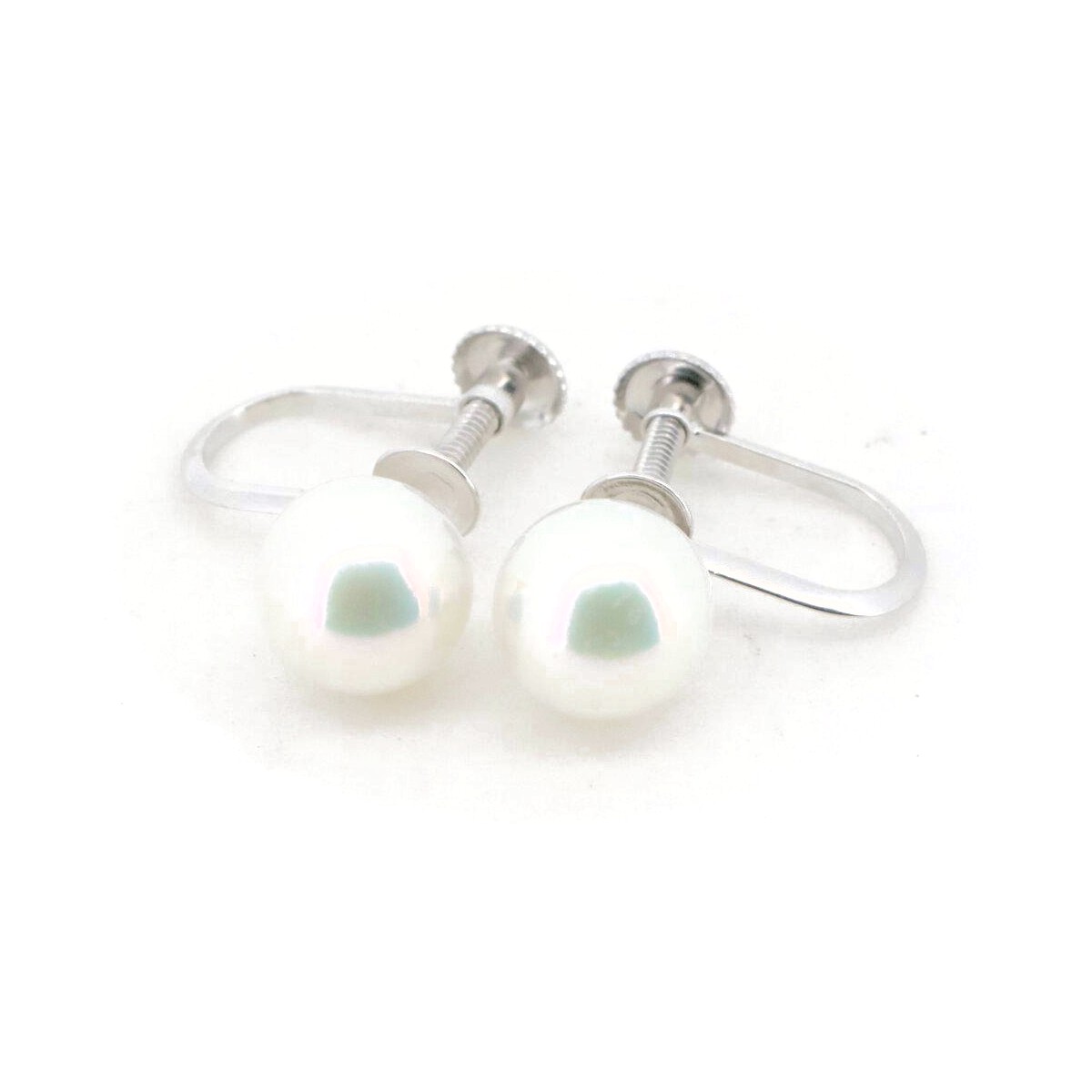 【中古】 パール イヤリング 7.1ミリ 真珠 K14WG(14金 ホワイトゴールド) 質屋出品 【コンビニ受取対応商品】 ジュエリー