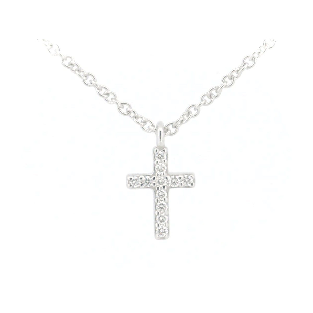 乐天商城 - 【中古】 ティファニー メトロクロス ダイヤモンド ネックレス K18WG(18金 ホワイトゴールド) 質屋出品 【コンビニ受取対応商品】 ジュエリー