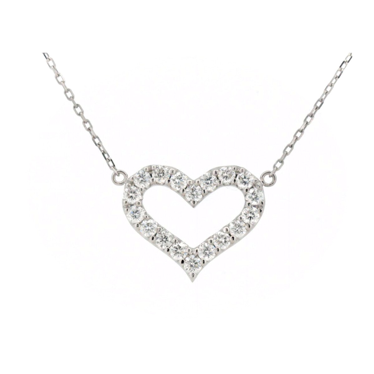 乐天商城 - 【中古】 K18WG(18金 ホワイトゴールド) ハートモチーフ ダイヤモンド ネックレス 0.33ct 質屋出品 【コンビニ受取対応商品】 ジュエリー