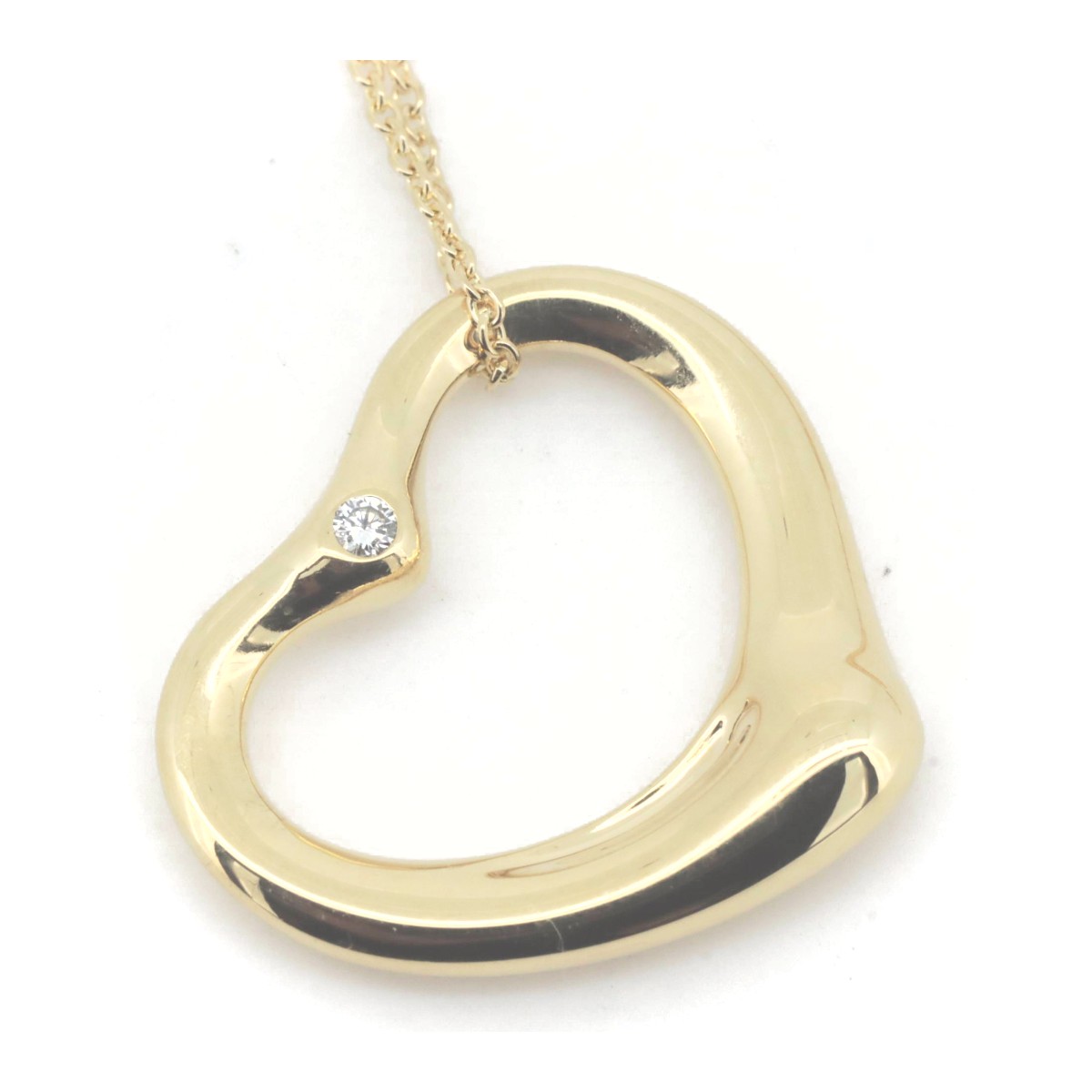 Rakuten - 【中古】 ティファニー オープンハート ダイヤモンド ネックレス 2P K18YG(18金 イエローゴールド) 質屋出品 【コンビニ受取対応商品】 ジュエリー