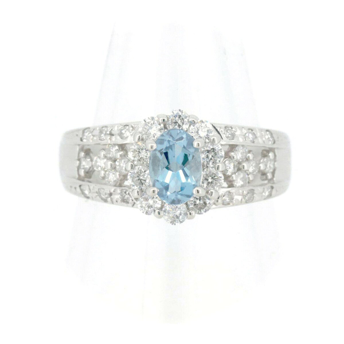 Rakuten - 【中古】 サンタマリアカラーアクアマリン ダイヤモンド リング 指輪 8号 A0.44ct D0.50ct Pt900(プラチナ) 質屋出品 【コンビニ受取対応商品】 ジュエリー