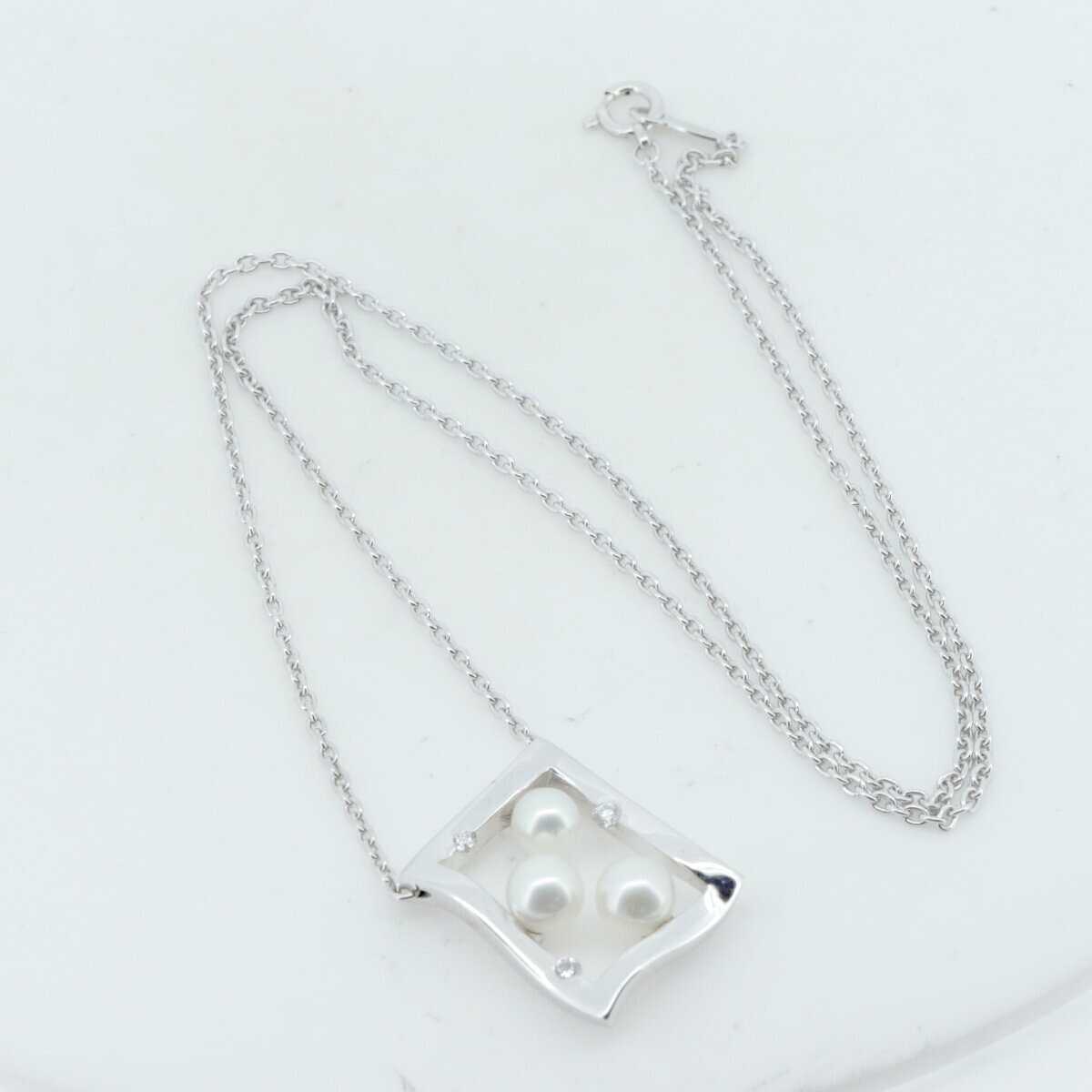 中古 ミキモト パール ダイヤモンド ネックレス K18WG(18金 ホワイトゴールド) 質屋出品 コンビニ受取対応商品 ジュエ 7saito-10009998 質 サイトウ サンプル画像2