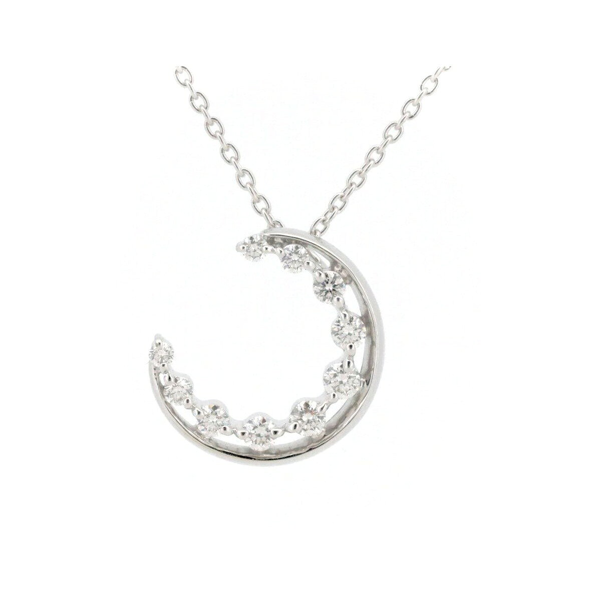 乐天商城 - 【中古】 スタージュエリー 月モチーフ ダイヤモンド ネックレス 0.19ct K18WG(18金 ホワイトゴールド) 質屋出品 【コンビニ受取対応商品】 ジュエリー