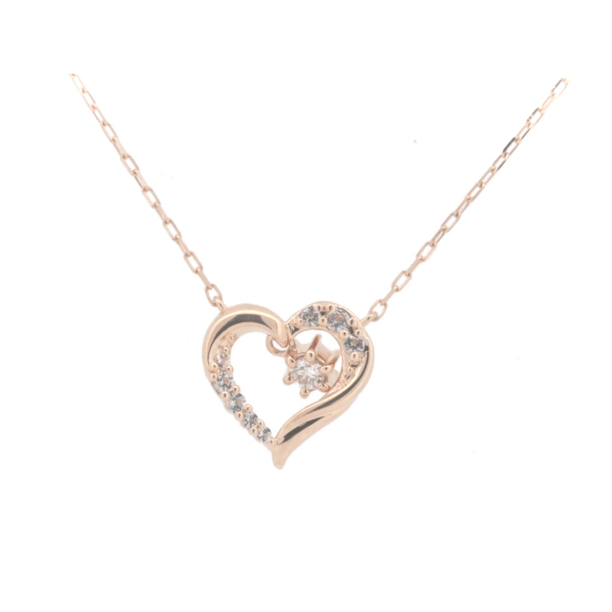 钻石 - 【中古】 ヨンドシー ダイヤモンド 半透明石 ネックレス 2019年クリスマス K10PG(10金 ピンクゴールド) 質屋出品 【コンビニ受取対応商品】 ジュエリー