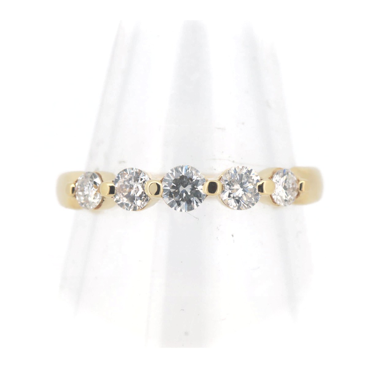 Rakuten - 【中古】 K18YG(18金 イエローゴールド) ハーフエタニティ ダイヤモンド リング 指輪 0.58ct 12号 質屋出品 【コンビニ受取対応商品】 ジュエリー