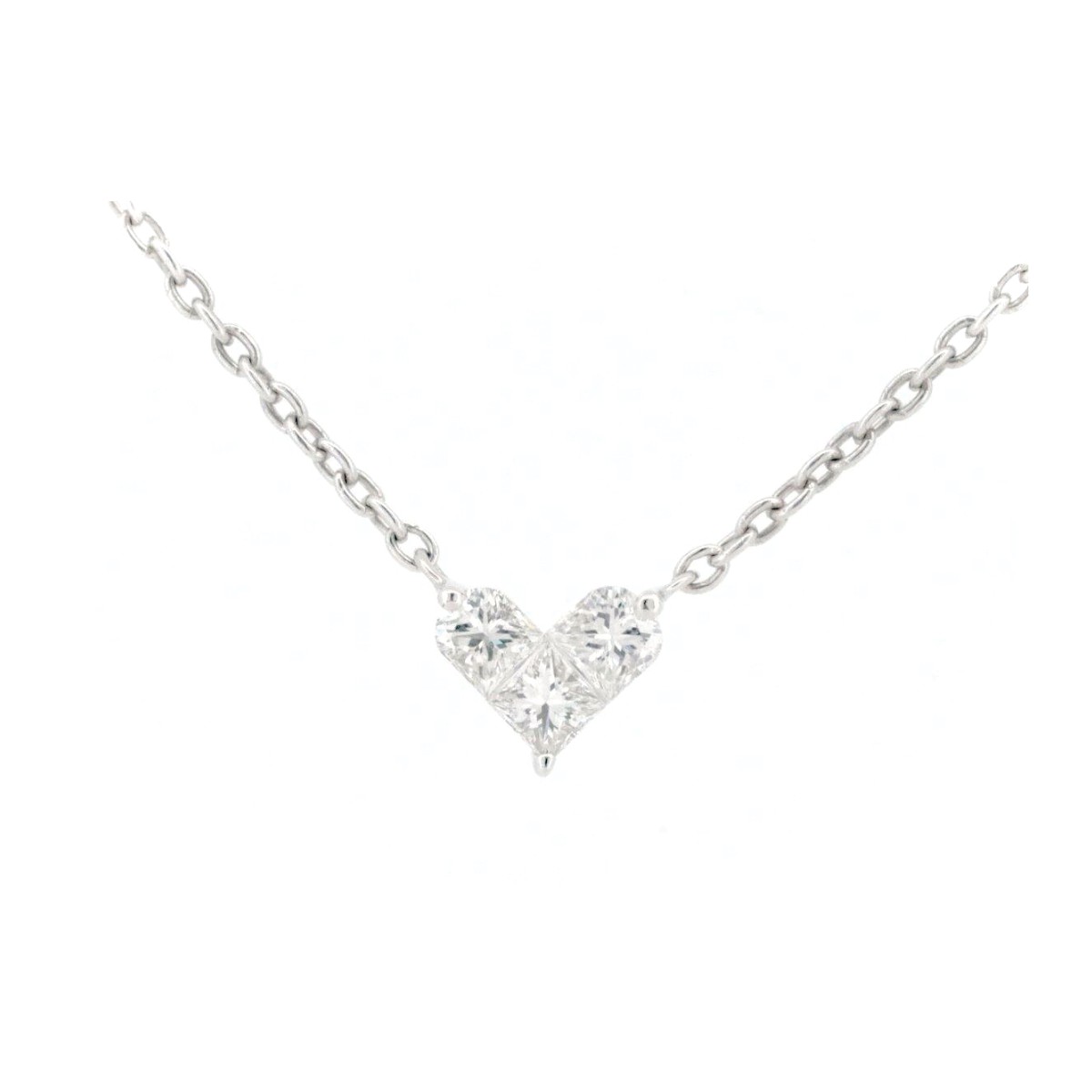 乐天商城 - 【中古】 スタージュエリー ミステリアスハート ダイヤモンド ネックレス 0.15ct K18WG(18金 ホワイトゴールド) 質屋出品 【コンビニ受取対応商品】 ジュエリー
