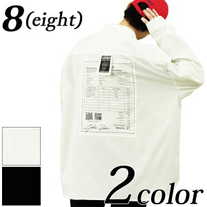 ビッグシャツ オーバーシャツ メンズ 長袖シャツ全2色 新作 シャツインボイス フォント コットン ビッグシャツ ビッグ ホワイト 白 ブラック 黒 ストリート アメカジ 韓流 ストリート8（eight） エイト 8