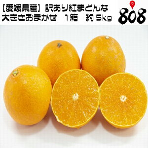 【送料無料】【愛媛県産】訳あり　紅まどんな　大きさおまかせ　1箱　約5kg (北海道沖縄別途送料加算)ブランドみかん/家庭用/訳有/訳アリ/ミカン/蜜柑/極甘/お歳暮/高糖度/ゼリー/オリジナル品種/スマイルカット/正月/お正月/歳暮/冬至/冬ギフト/クリスマス野菜宅配/母の日