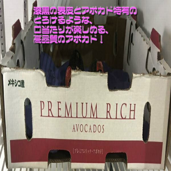 【送料無料】メキシコ産　アボカド　1ケース　プレミアムリッチ (北海道沖縄別途送料加算)/濃厚/業務用/完熟/新鮮/森のバター/果実/ヘルシー/ビタミン/ミネラル/カリウム/ジュース/栄養/健康/家庭用/スムージー/贈り物/ラッピング/熨斗/高級/新鮮/果物/野菜/