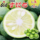 【送料無料】【徳島県産】皮まで使える　すだち　L〜3L　1箱　1kg(北海道沖縄別途送料加算)