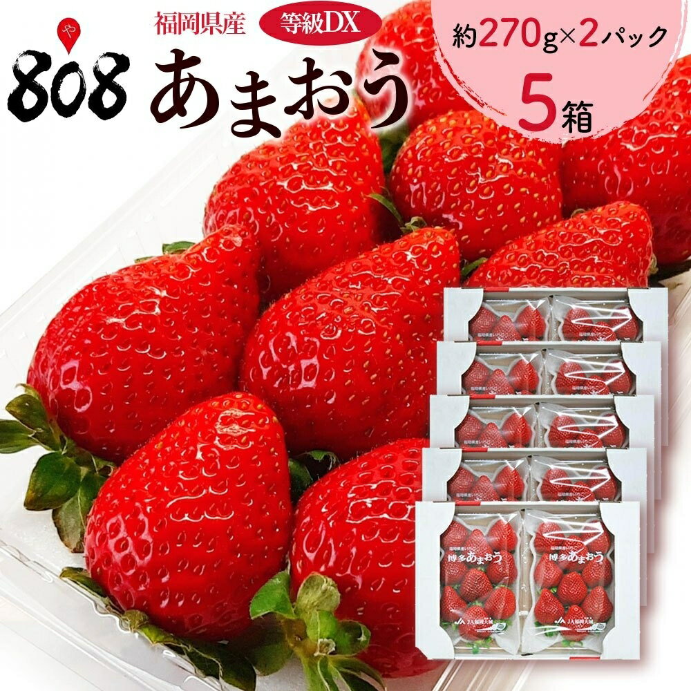 【送料無料】【福岡県産】あまおう 等級 DX 1パック7〜11粒入 5箱 約270g×10パック(北海道沖縄別途送料加算)のサムネイル
