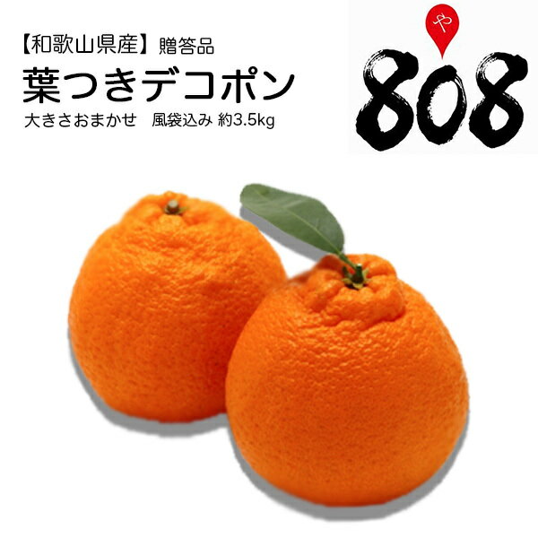【送料無料】【和歌山県産】寺脇農園指定　葉つきデコポン　ハウス栽培　贈答品 化粧箱入　デコポン 風袋込み 約3.5kg 大きさおまかせ (北海道沖縄別途送料加算)美味しい/でこぽん/デコ柑/みかん/ミカン/蜜柑/柑橘/食品ロス/ホワイトデー/野菜宅配/母の日/ギフト/贈り物