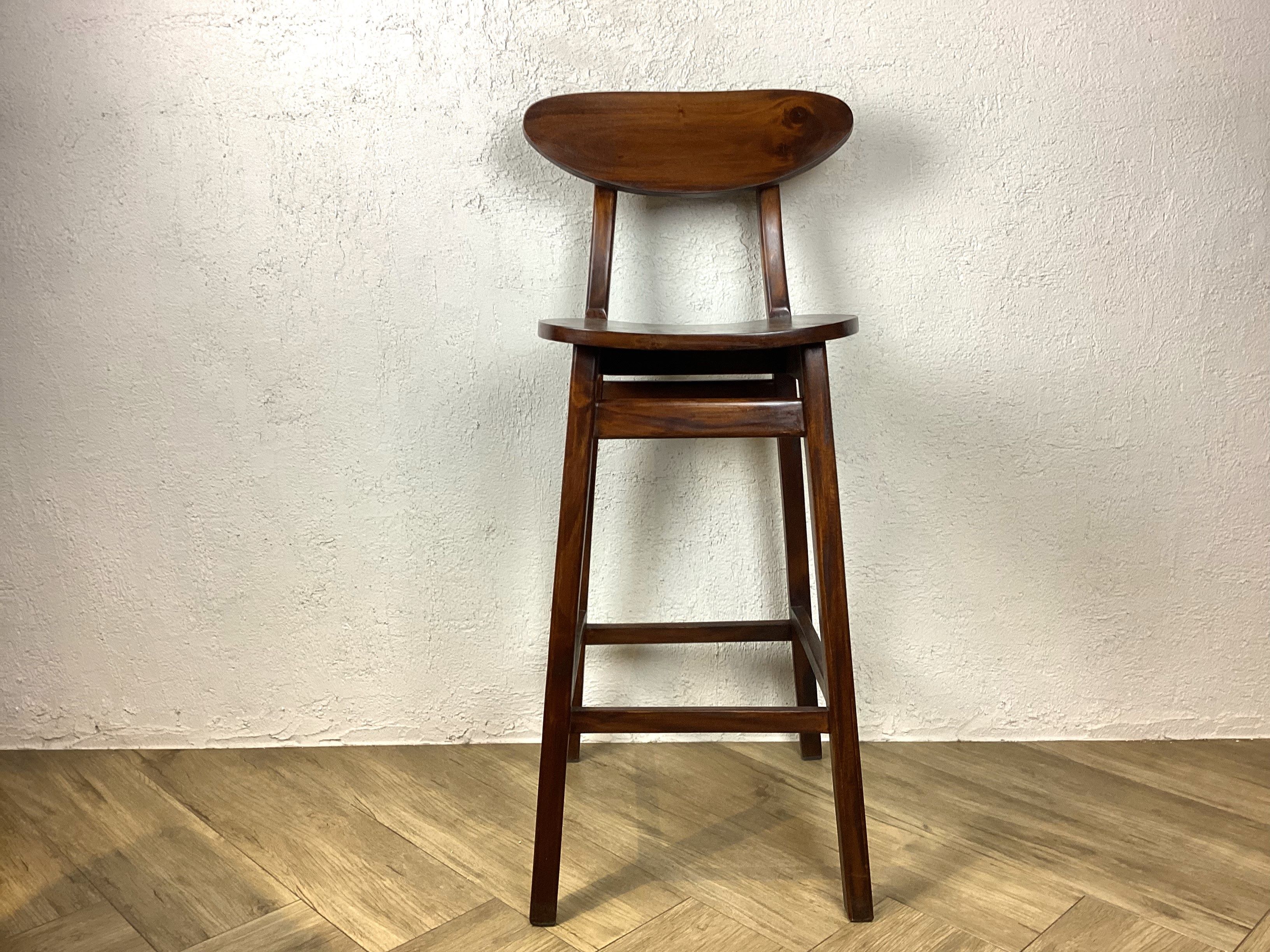 【期間限定10%OFF!!】アンティーク調 カウンターチェア ハイスツール マホガニー 無垢材 ウォルナット cha-402 [2]