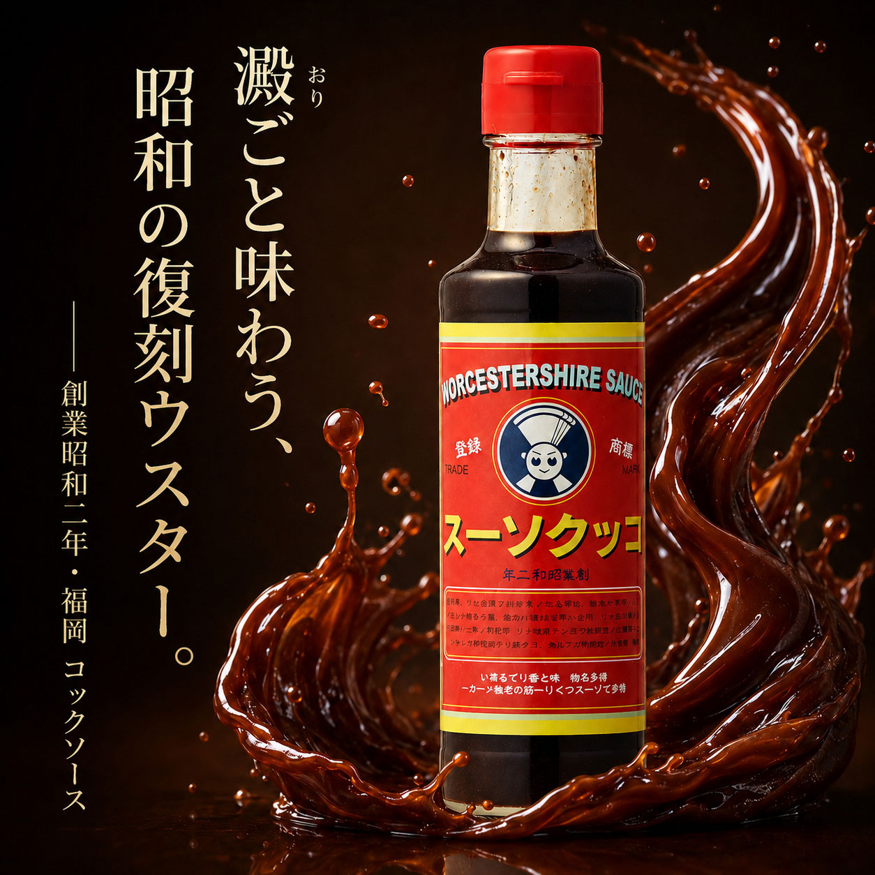 クラシックコックソース 200ml ウスターソース 復刻版 昭和の味 澱入り 福岡 地ソース コックソース 老舗 昭和2年創業 焼きそば 焼うどん そばめし 揚げ物 カレー 隠し味