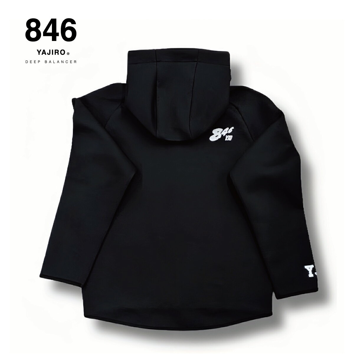 846YAJIROのスポーツウェア 長袖 メンズ レディース 846パーカー ダンボールニットタイプ BLACK(Unisex) ボンディング パーカー スポーツアウター スポーツパーカー トレーニングパーカー ダンボールニットパーカー ゴルフ ブラック ランニング トレーニング おしゃれ ユニセックス｜アングル2