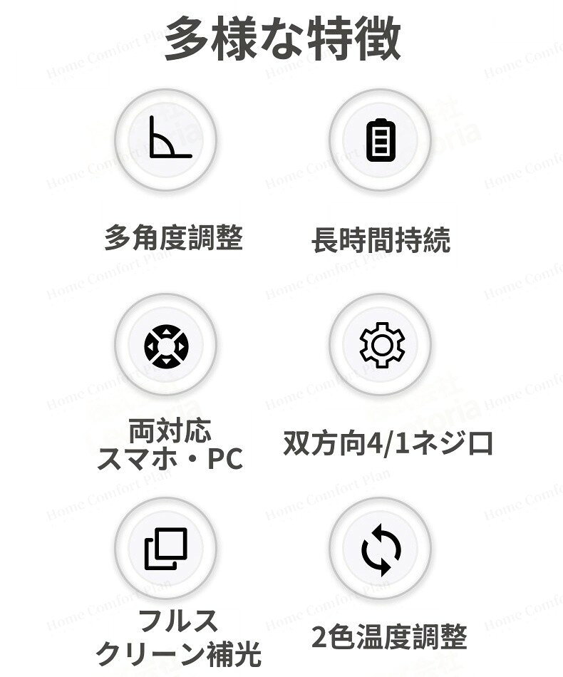 クリップライト 撮影用 ライト 照明 ビデオライト リングライト 明るさ調整 充電式...