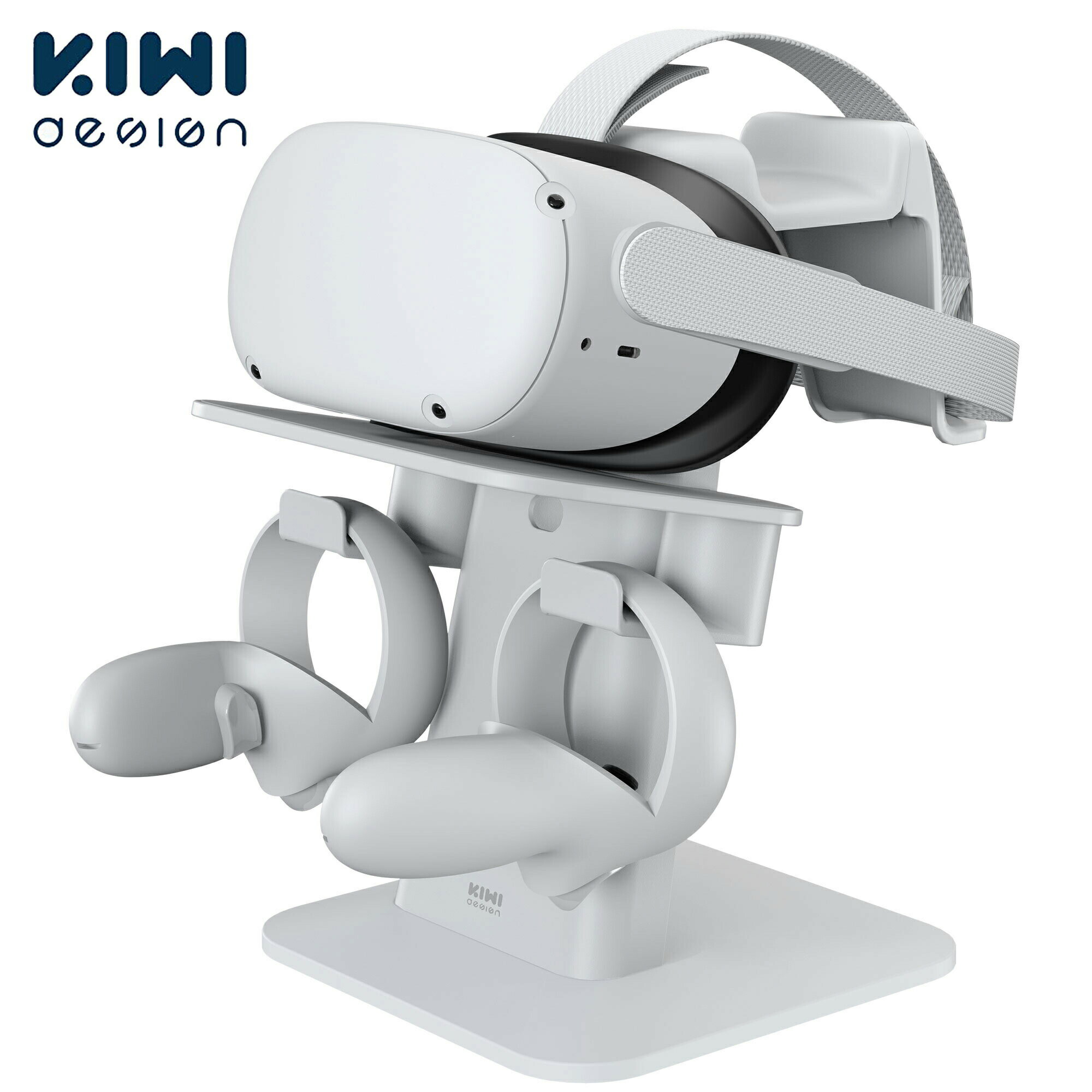 858shop 【KIWI design日本正規代理店】 VRゴーグル VRヘッドセット スタンド アクセサリー mate Quest 2 / PSVR 2 / Rift S/Valve Index / HP Reverb G2/Quest / Pico 4 VR ヘッドセットとタッチ コントローラーに対応【ホワイト】