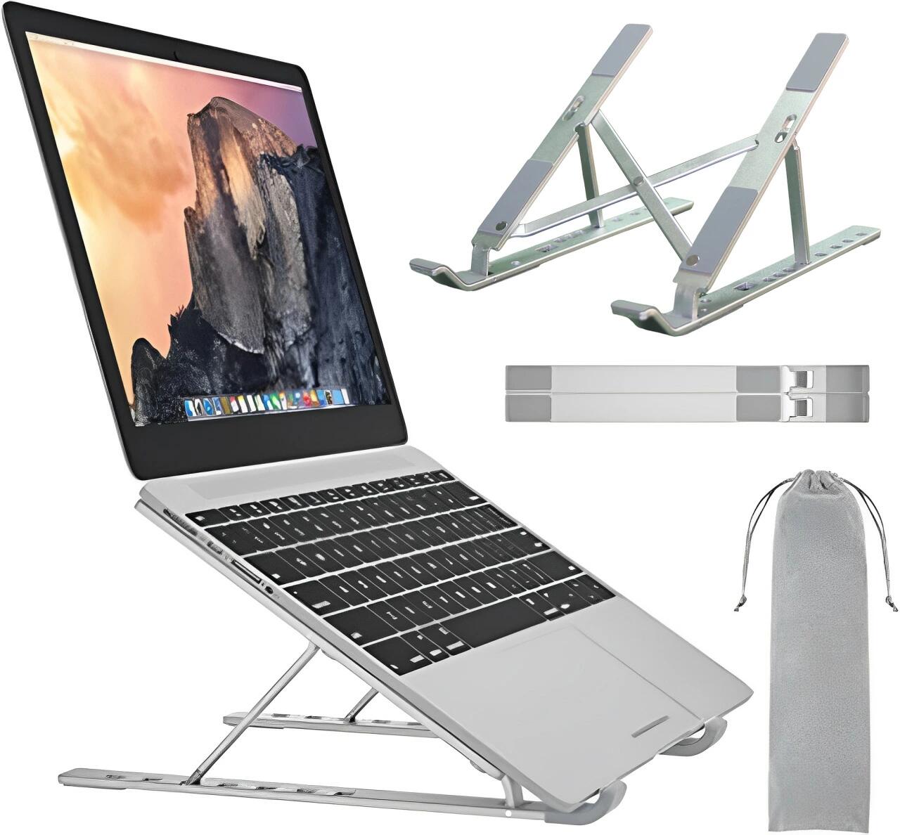 858shop パソコンスタンド ノートパソコンスタンド pcスタンド ノートpcスタンド 収納袋付 滑り止め PC台 タブレット スマホ スタンド 折りたたみ 机 デスクワーク リモート 角度調整 姿勢改善 肩こり 持ち運び 13インチ 15.6インチ 17インチ 18インチ iPad Macbookの商品画像