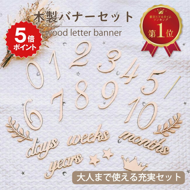 ＼ポイント★5倍／ レターバナー 木製 ニューボーンフォト マンスリー 木製レターバナー 出産祝い 内祝い 出産 成長記録 セット ニューボーン マンスリーカード バナー かわいい 飾り付け プレゼント 人気 木製バナー 英語 数字 文字 ハーフバースデー