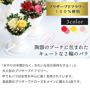 【母の日 プレゼント】プリザーブドフラワー バラ 陶器 白 卓上 アレンジメント アレンジ花 インテリア 飾り ギフト 誕生日 母 祖母 女性 バースデー 記念日 送別会 お祝い クリアケース ローズ 薔薇 グリーン 花 一年中 春夏秋冬 おしゃれ