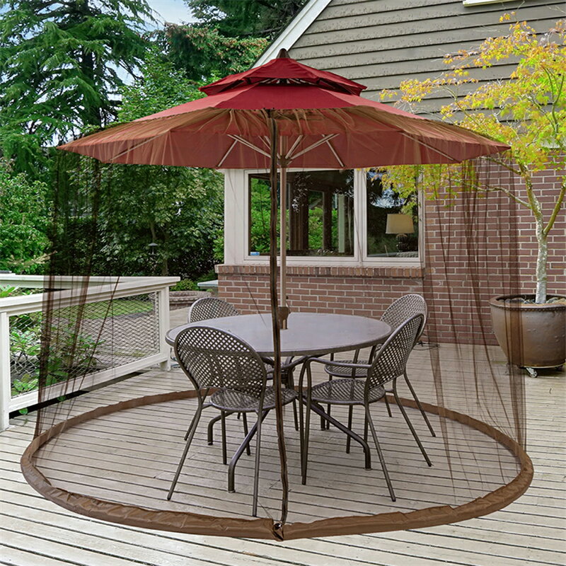 蚊帳 パラソル用 蚊除け 防虫ネット 軽量 メッシュ素材 パラソル用メッシュシート 持ち運び便利 蚊除け網 パティオ傘ネット ジッパードアとウェイトバッグ付き