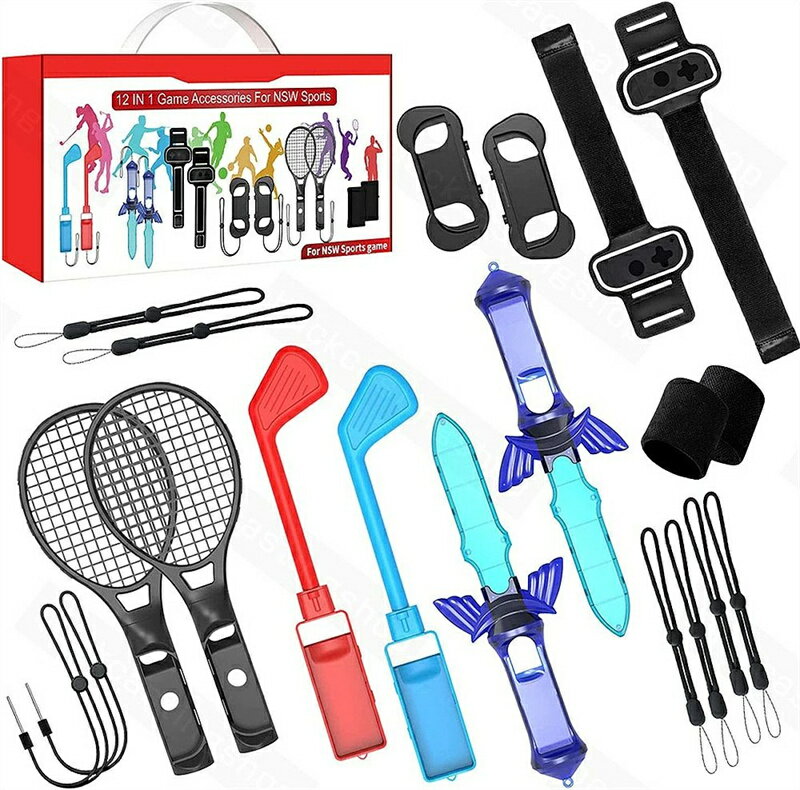 【12 in 1セット】 Switch Sports ゲーム用 アクセサリーセット アクセサリバンドル 体感ゲーム対応 対戦実装 没入感体験 体感スポーツ対応 スイッチスポーツ 用 アクセサリ スイッチ スポーツ セット