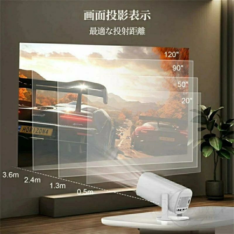 プロジェクター 天井投影 小型 家庭用 Android TV 11.0 5G wi-fi 6 対応 天井 ホームシアター 子供 壁 コンパクト Bluetooth 5.2 最大120″スクリーン 4Kビデオに適応する HDMIケーブル・リモコン付属 一人暮らし ホームシアター