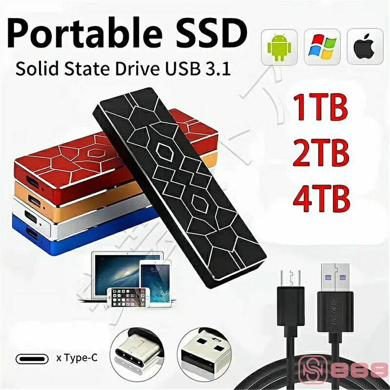 ポータブルSSD 2TB 4TB ハードディスク USB3.1 外付け 耐衝撃 強互換性 外付け ポータブルハードディスク 静音 コンパクト 小型 高速転送 外付けSSD 超薄型