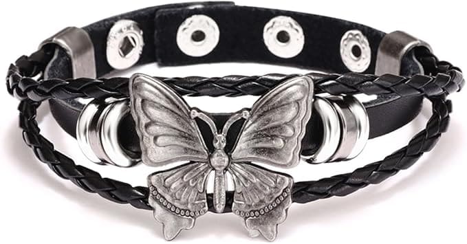 レザーブレスレット 地雷系 蝶 ビンテージ バタフライ ゴシック レディース モチーフ