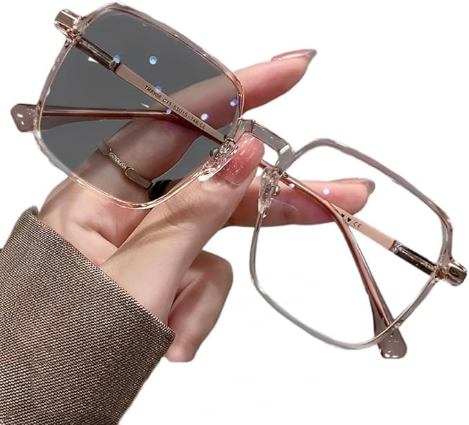 韓国 メガネ リムレス 伊達メガネ 調光サングラス 偏光 色が変わる 調光 ちょうこうサングラス 紫外線カット