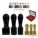 ミラーチタン 法人印3本セット (角印21/24mm・代表者印18mm・銀行印16.5mm) 印鑑ケース付 【送料無料*】会社設立 個人事業主 会社印 登記 ビ...