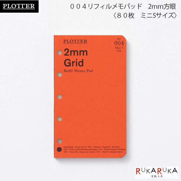 004 リフィルメモパッド 2mm方眼 80枚《ミニ5サイズ》PLOTTER 850-77717061 【ネコポス可】［M便 1/4］プロッター 手帳 ノックス