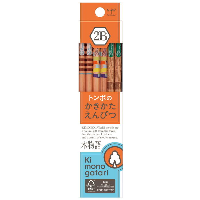 かきかた鉛筆　F木物語　2B　オレンジ　トンボ鉛筆　KB-KF03-2B【ネコポス可】