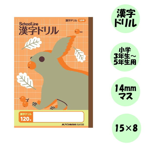 スクールキッズ(School Kizoo) 学習帳 漢字ドリル120字 14mmマス/リス セミB5サイズ アピカ 56-SLK120 【6冊までネコポス可】[...