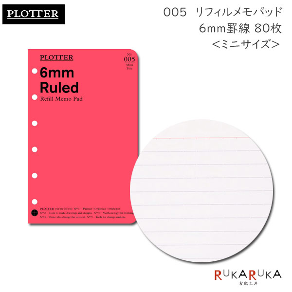 005 リフィルメモパッド 6mm罫線 80枚《ミニサイズ》PLOTTER 850-777-164-25 【ネコポス可】［M便 1/3..