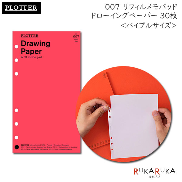 007 リフィルメモパッド ドローイングペーパー 30枚《バイブルサイズ》PLOTTER 850-777-164-31 【ネコポス可】［M便 1/2］プロッター 手帳 画用紙 ノックス