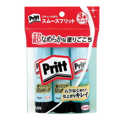 プリットスティックのり　スムーズプリット　3本セットミディアムサイズ 22g　プラス　50-29-719(NS-722-3P) *ネコポス便不可*