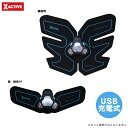 【アウトレット】EMS腹筋マシーン USB充電式「EMS POWER PAD」 (腹筋用/腕・脚用1P) シリコン素材 コードレス 5モード:各10段階 ジェルパッド交換式