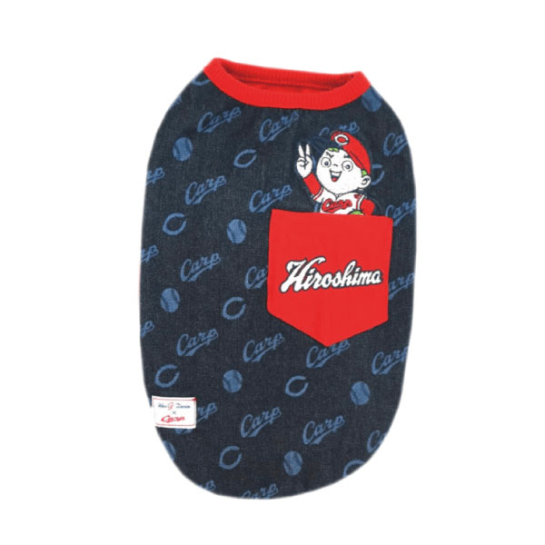 広島東洋カープグッズ デニム抜染Tシャツ カープ坊や ネイビー S-LL[2007] ドッグウェア ペット用品 ストレッチ 着脱簡単の商品画像