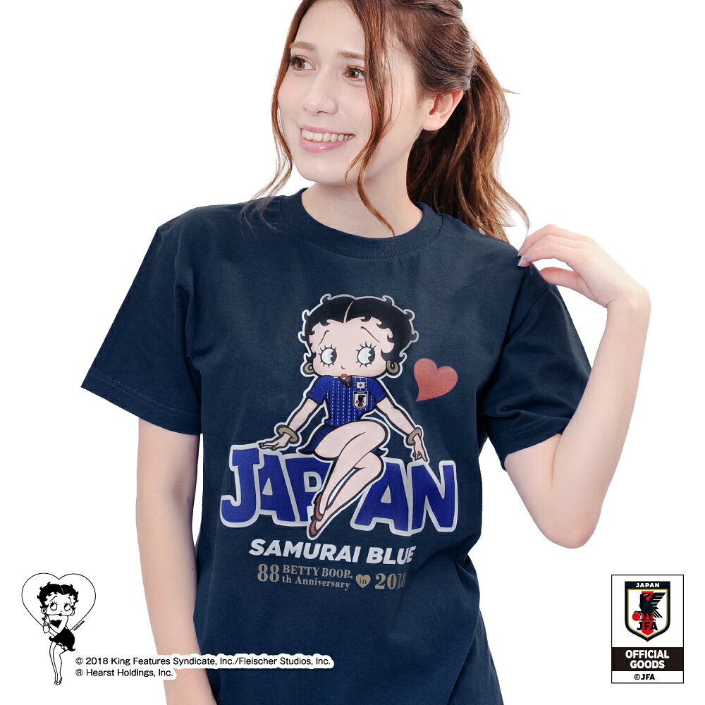 【ポイント5倍+抽選でポイントで全額還元!】Betty Boop×侍ブルー BETTY BOOP Tシャツ サッカー日本代表ver.通販セール サッカー 用品 セール