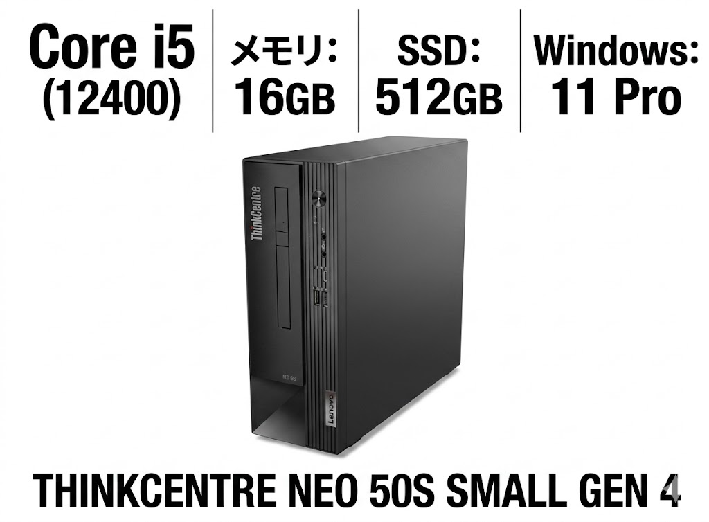 Desktop PC （Separate Type） - 【新品】 ThinkCentre neo 50s Small Gen 4 デスクトップPC Core i5-12400 メモリ16GB SSD512GB DVDマルチ Windows11Pro