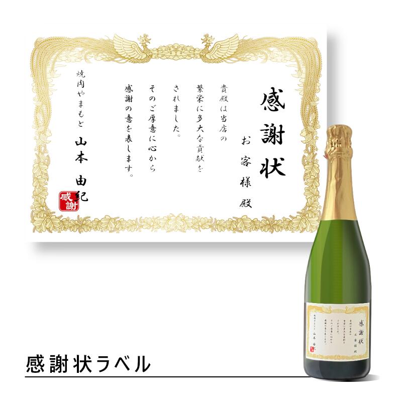 ＼本日購入＆レビューでもれなくクーポンGET！／感謝状 ラベル スパークリング ワイン 白 アイレン ラ マンチャ NV 750ml プレゼント 誕生日 記念日 勤労感謝 周年 開店 父の日 敬老 還暦 卒業 オリジナル シャンパン シャンパーニュ カヴァ スプマンテのサムネイル