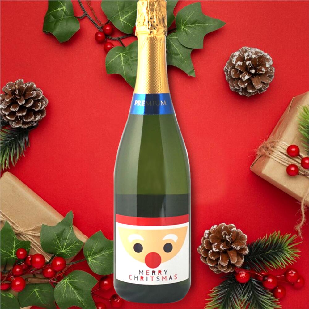 【デザインラベル】クリスマス スパークリングワイン 白 スペイン産 名入れ オリジナルラベル ギフト 記念日 誕生日 お祝い プレゼント パーティー 泡 SILABA 8door-10001099 名入れラベルのギフトワイン サンプル画像2