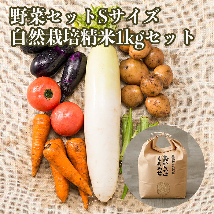 自然栽培 メインの 無農薬 「野菜セット Sサイズ+自然栽培　精米1kgセット」 毎週（火木金）出荷 無肥..