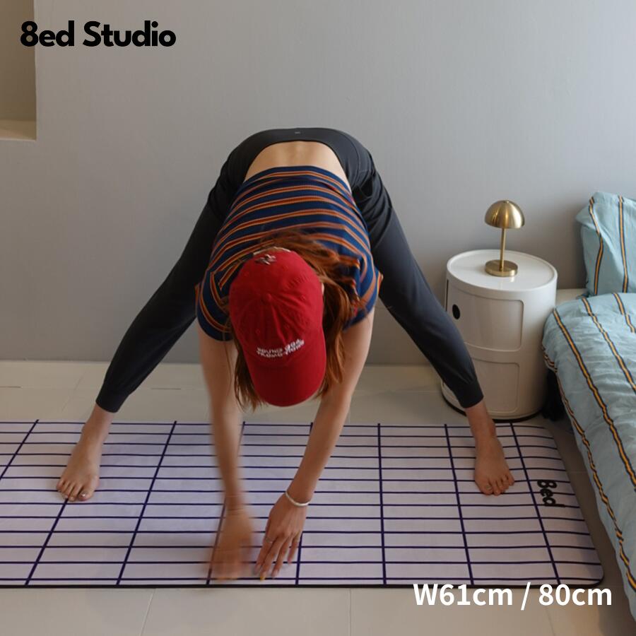 【2026SS新作】【日本国内ブランド】8ed Studio ストレッチマット Blueprint ヨガマット 幅61cm 幅80cm 幅広 8mm 大きめ 痛くない 防音 臭くない トレーニングマット ピラティス 宅トレ 筋トレ 自宅用 インテリア おしゃれ（楽天・エイティッドスタジオ）