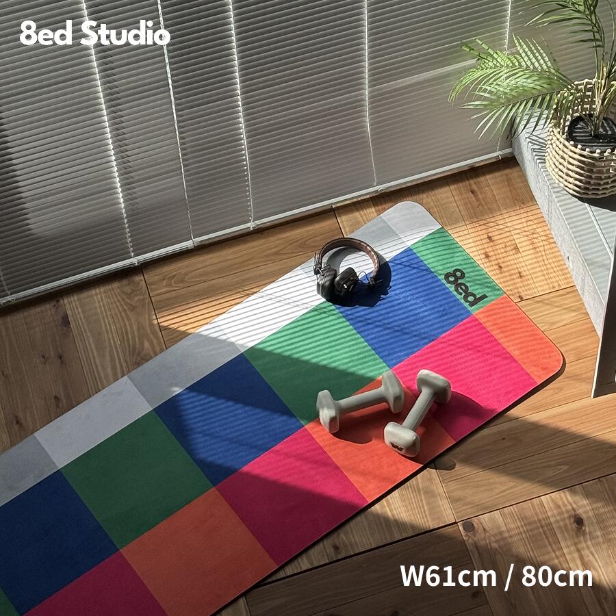 【日本国内ブランド】8ed Studio ストレッチマット Power ヨガマット 幅61cm 幅80cm 幅広 8mm 大きめ 痛くない 防音 臭くない トレーニングマット ピラティス 宅トレ 筋トレ 自宅用 インテリア おしゃれ