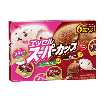 アイス 明治 エッセル スーパーカップ ミニ ストロベリーチョコクッキー・チョコ 80ml ×2種 ×各3個 8箱 　差し入れ クリスマス パーティー 誕生日 年末年始 冬休み デザート カップアイス お歳暮 8kakuya-10001661 八角家 パッケージ画像